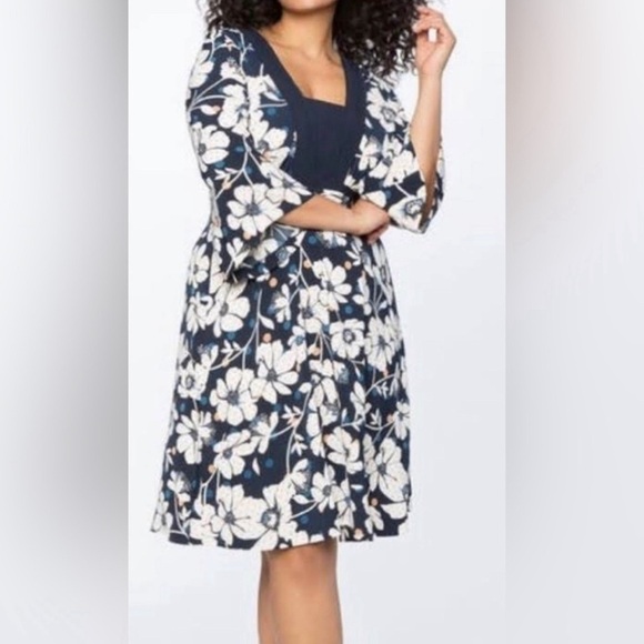 Eloquii Daisy Stupid Love Floral Fit and Flare Dress - Picture 1 of 9